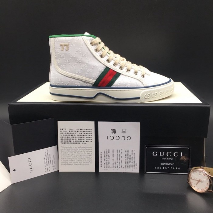 G*u*i tennis 1977 high top sneaker white gg canvas