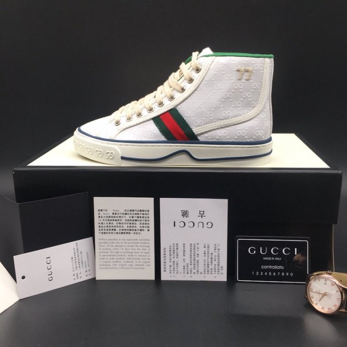 G*u*i tennis 1977 high top sneaker white gg canvas