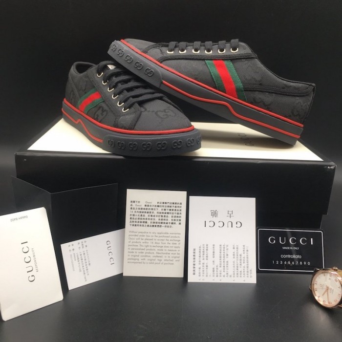 G*u*i tennis 1977 low top sneaker black gg canvas