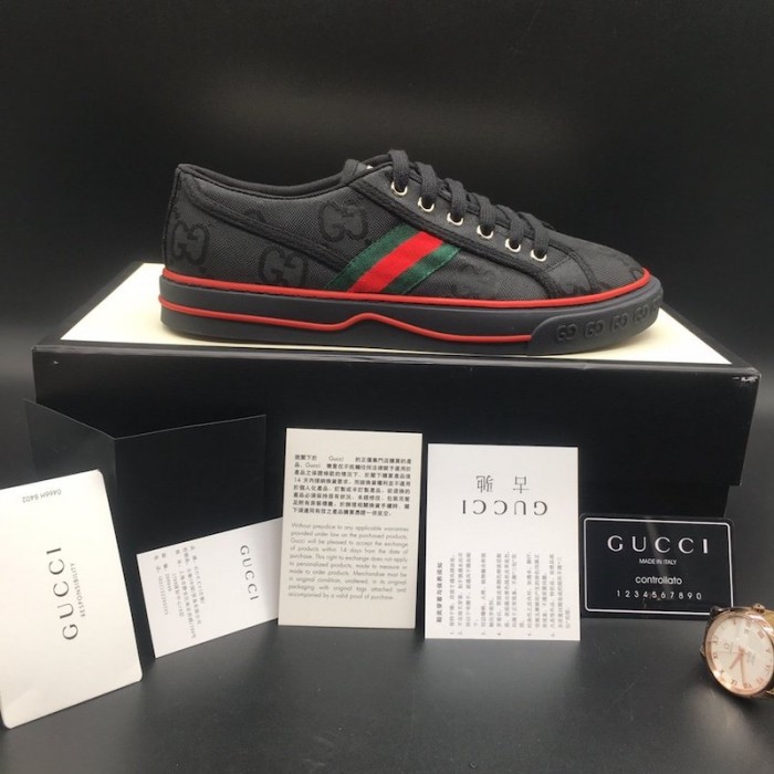 G*u*i tennis 1977 low top sneaker black gg canvas