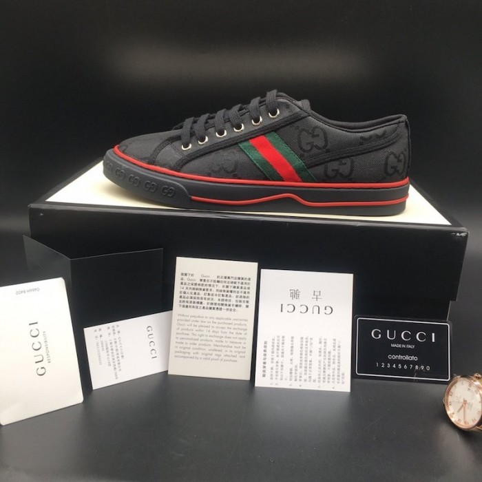 G*u*i tennis 1977 low top sneaker black gg canvas