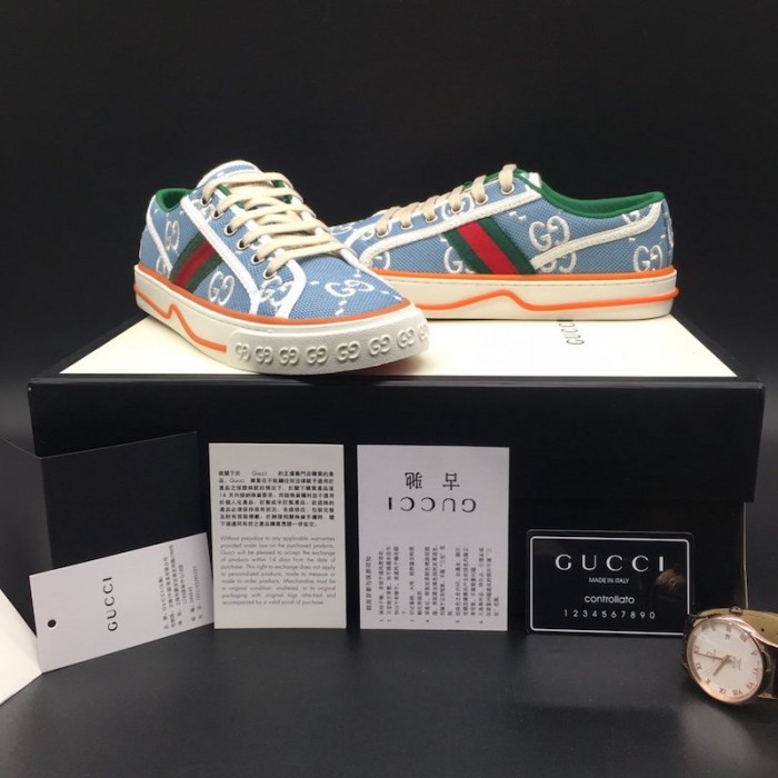 G*u*i tennis 1977 low top sneaker blue gg canvas