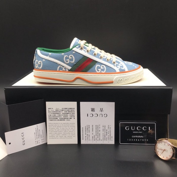 G*u*i tennis 1977 low top sneaker blue gg canvas