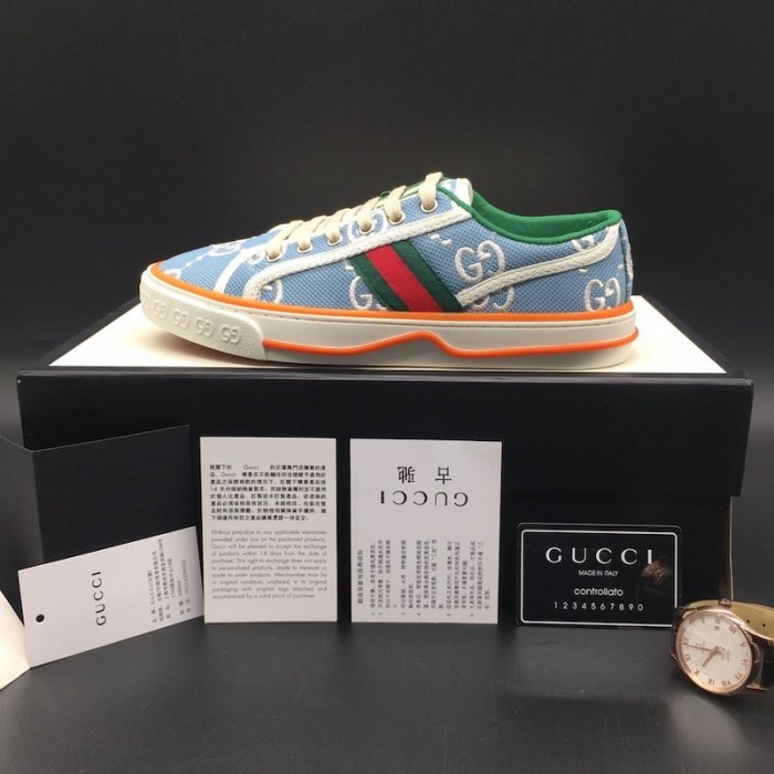 G*u*i tennis 1977 low top sneaker blue gg canvas