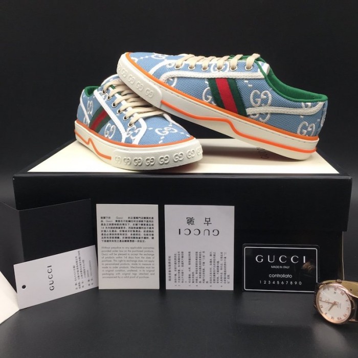 G*u*i tennis 1977 low top sneaker blue gg canvas
