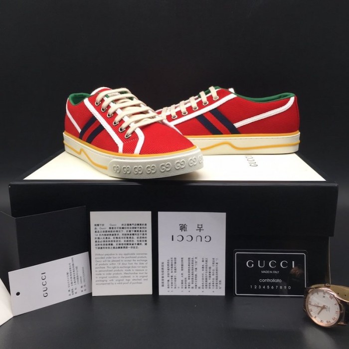G*u*i tennis 1977 low top sneaker red gg canvas