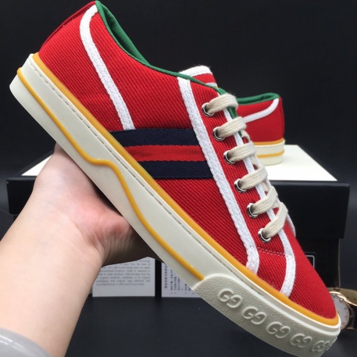 G*u*i tennis 1977 low top sneaker red gg canvas
