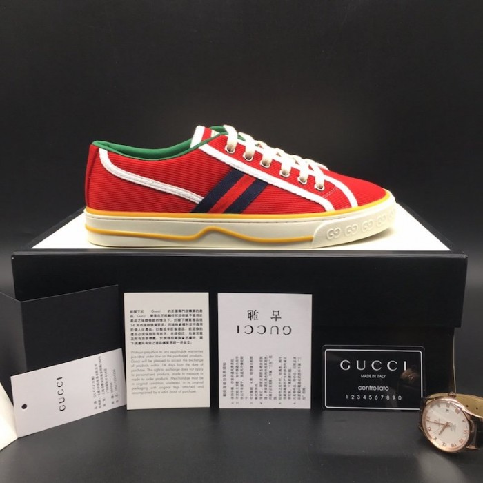G*u*i tennis 1977 low top sneaker red gg canvas