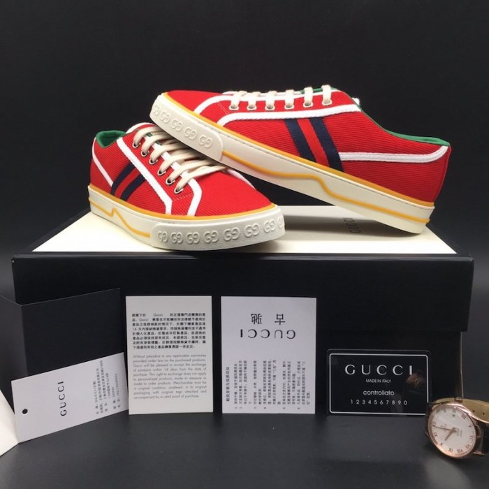 G*u*i tennis 1977 low top sneaker red gg canvas