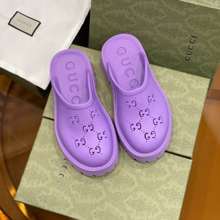 G*u*i women''s platform perforated g sandal purple