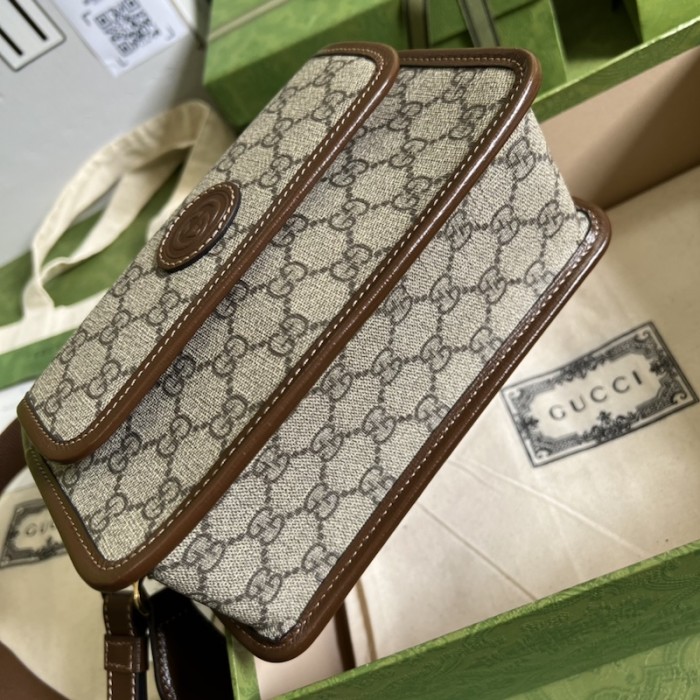 G*u*i messenger bag with interlocking g brown ‎674164