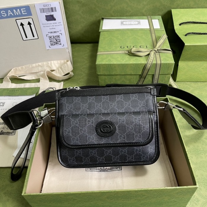 G*u*i messenger bag with interlocking g black ‎674164