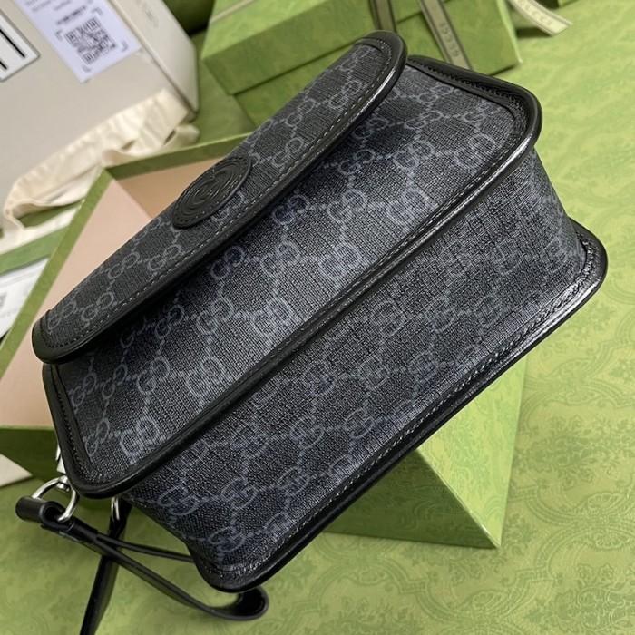 G*u*i messenger bag with interlocking g black ‎674164
