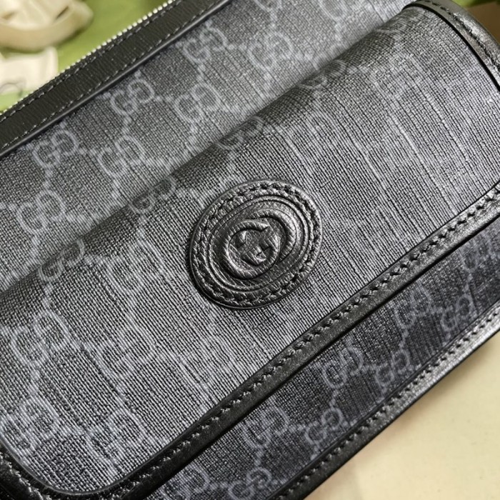 G*u*i messenger bag with interlocking g black ‎674164