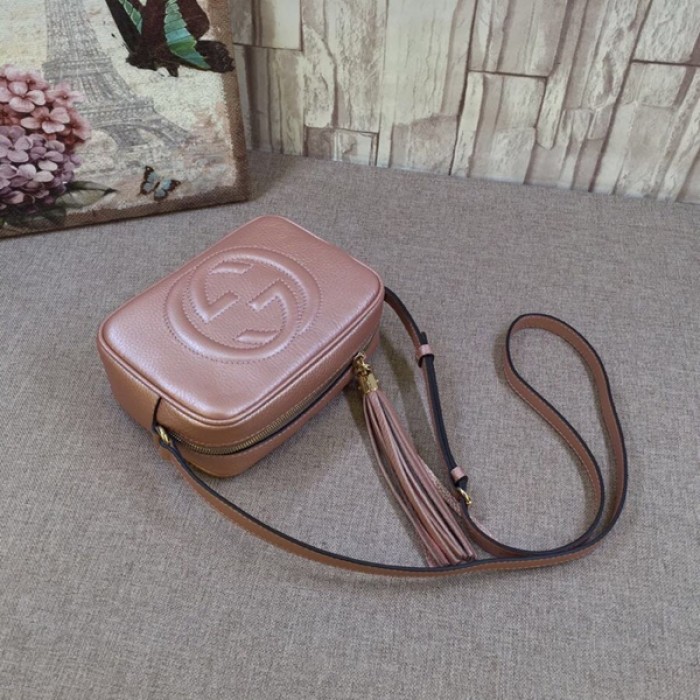 G*u*i soho small leather disco bag gold 308364