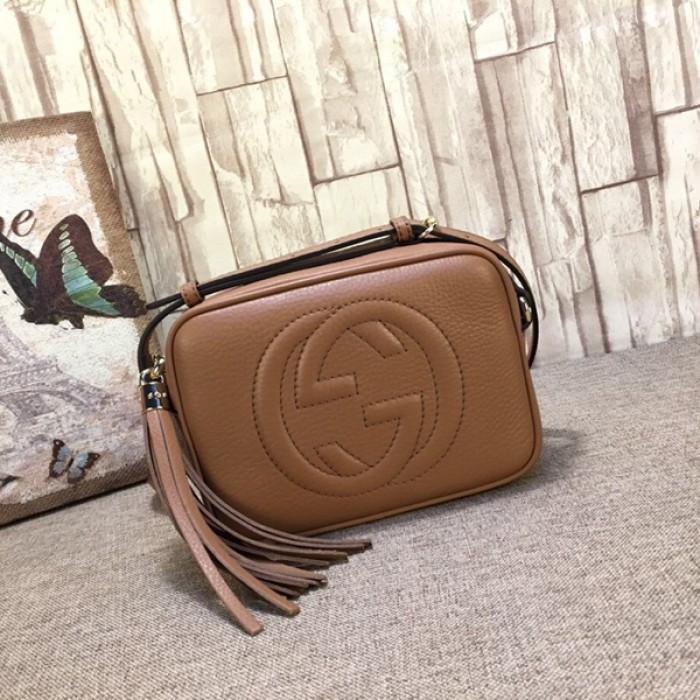 G*u*i soho small leather disco bag tan 308364