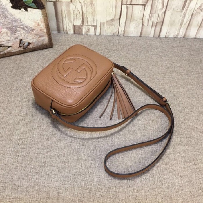 G*u*i soho small leather disco bag tan 308364