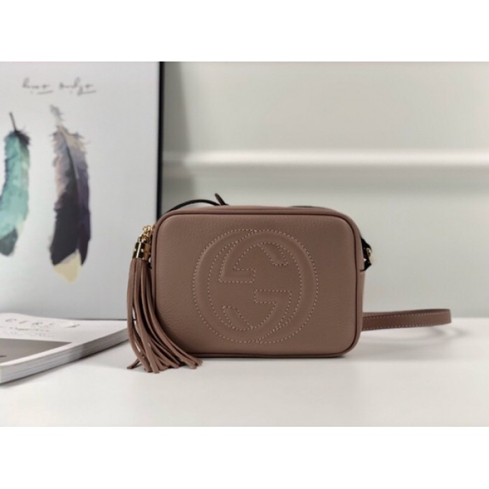 G*u*i soho small leather disco bag nude 308364