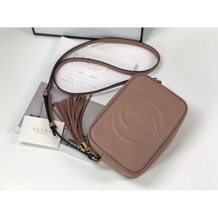 G*u*i soho small leather disco bag nude 308364