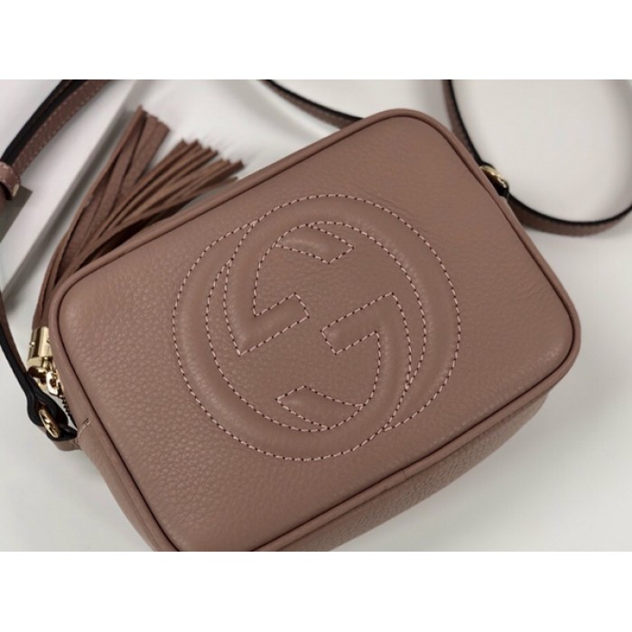 G*u*i soho small leather disco bag nude 308364