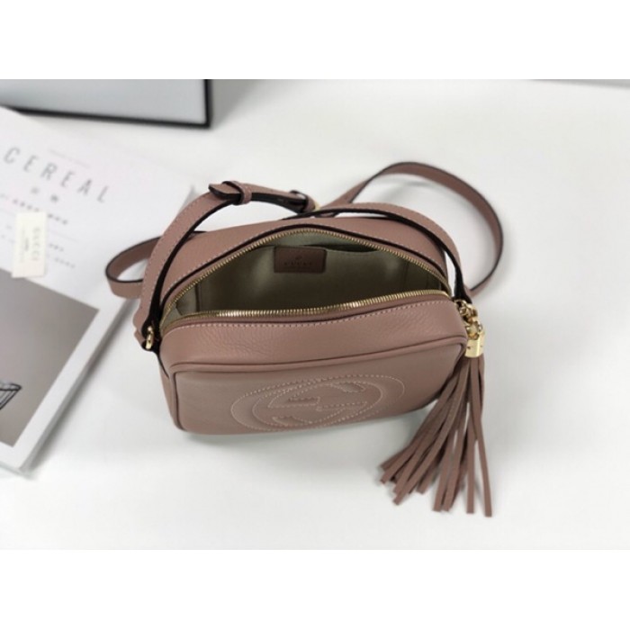 G*u*i soho small leather disco bag nude 308364