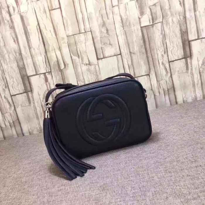 G*u*i soho small leather disco bag navy 308364