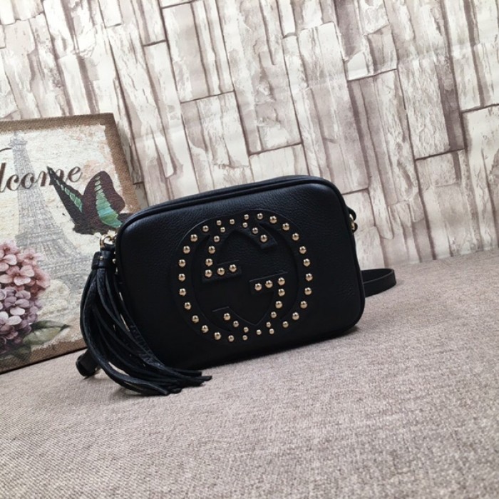 G*u*i soho small leather disco bag black with studs 308364
