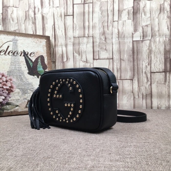 G*u*i soho small leather disco bag black with studs 308364
