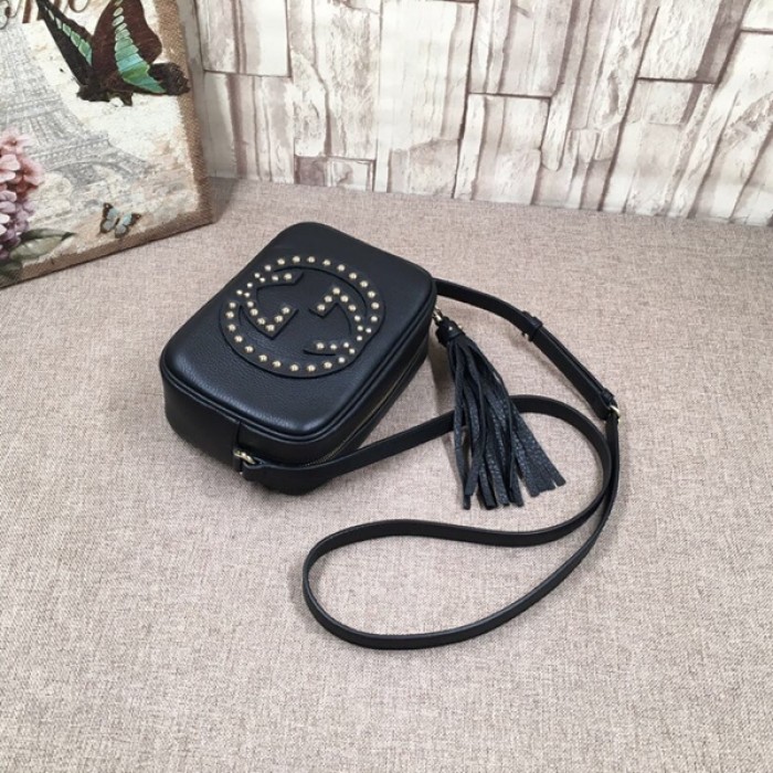G*u*i soho small leather disco bag black with studs 308364