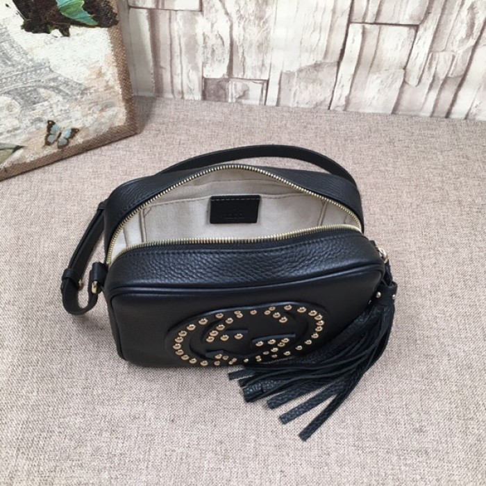 G*u*i soho small leather disco bag black with studs 308364