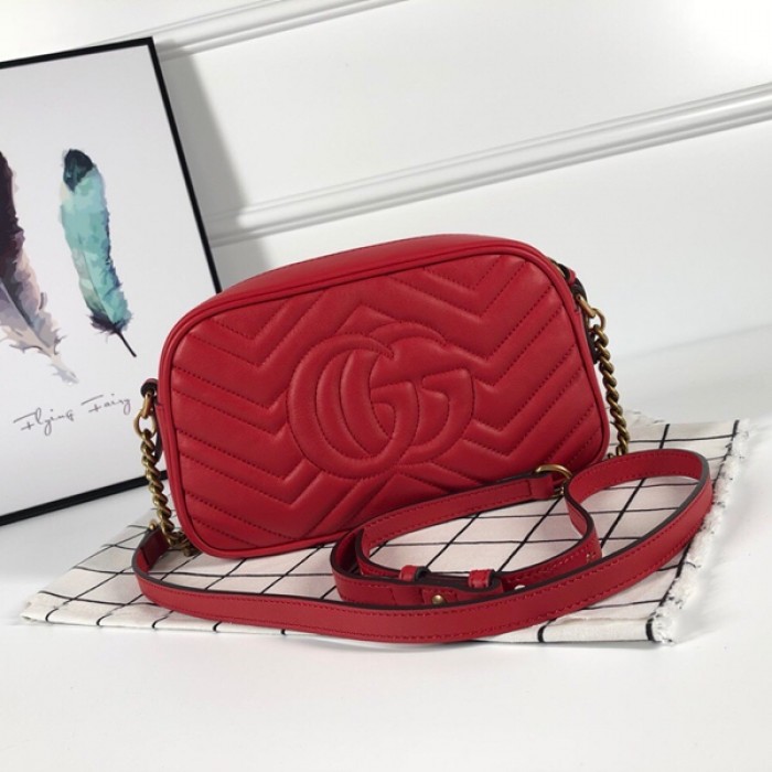 G*u*i gg marmont small matelasse shoulder bag red 447632