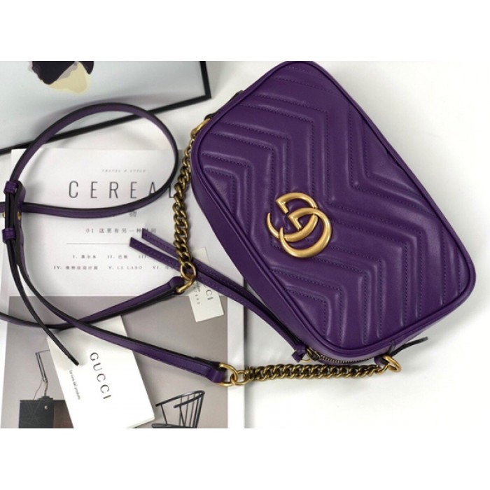 G*u*i gg marmont small matelasse shoulder bag purple 447632