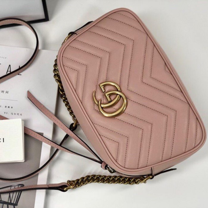 G*u*i gg marmont small matelasse shoulder bag pink 447632