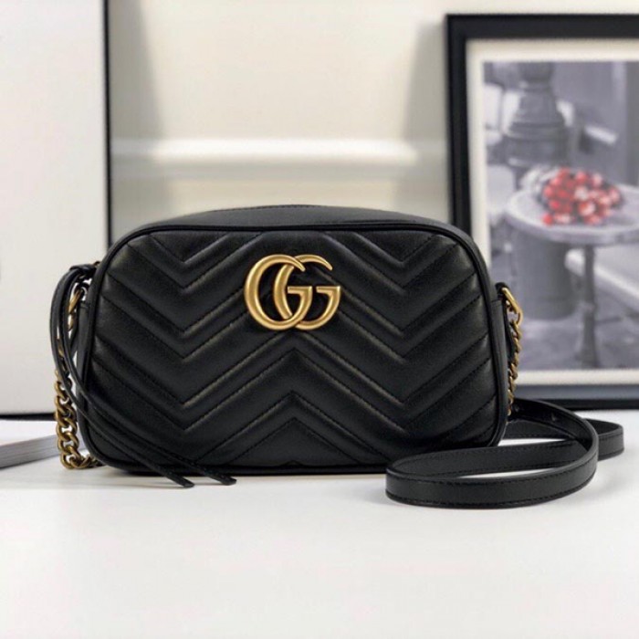G*u*i gg marmont small matelasse shoulder bag black 447632