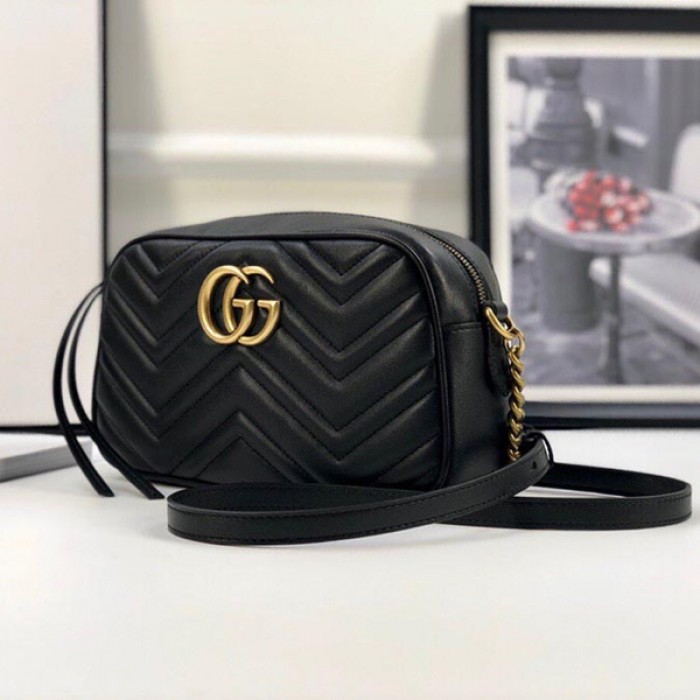 G*u*i gg marmont small matelasse shoulder bag black 447632