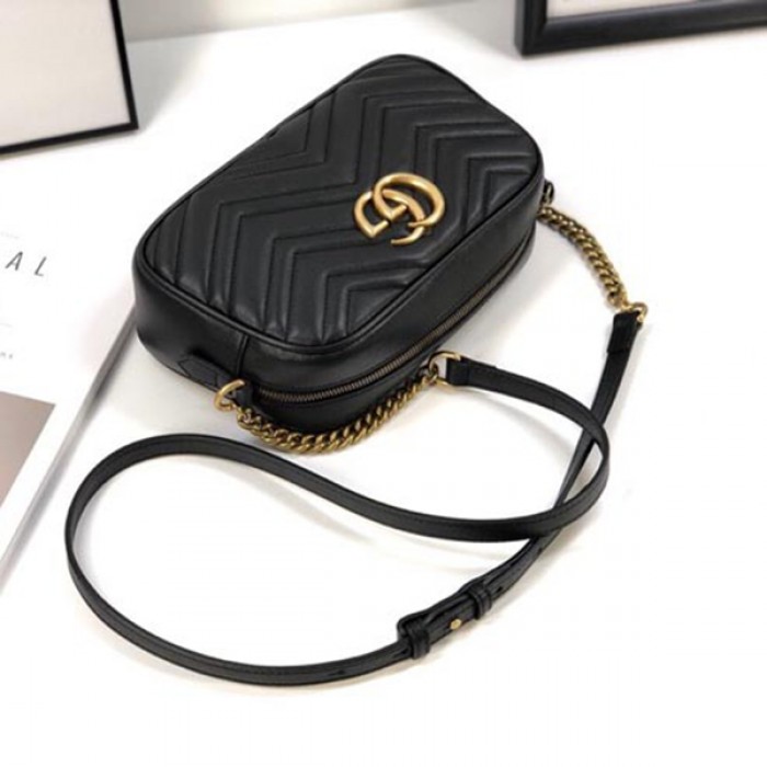 G*u*i gg marmont small matelasse shoulder bag black 447632