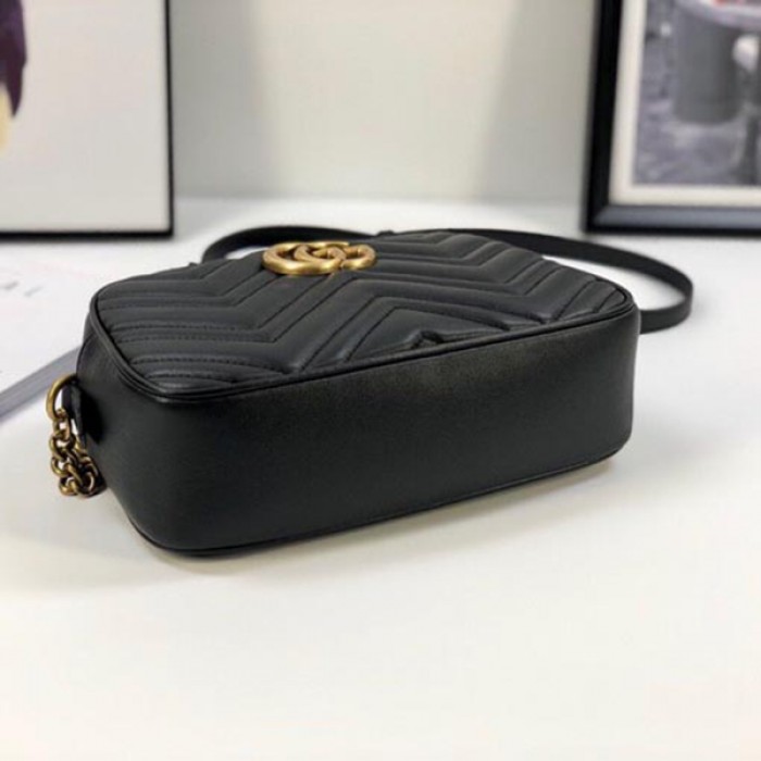 G*u*i gg marmont small matelasse shoulder bag black 447632