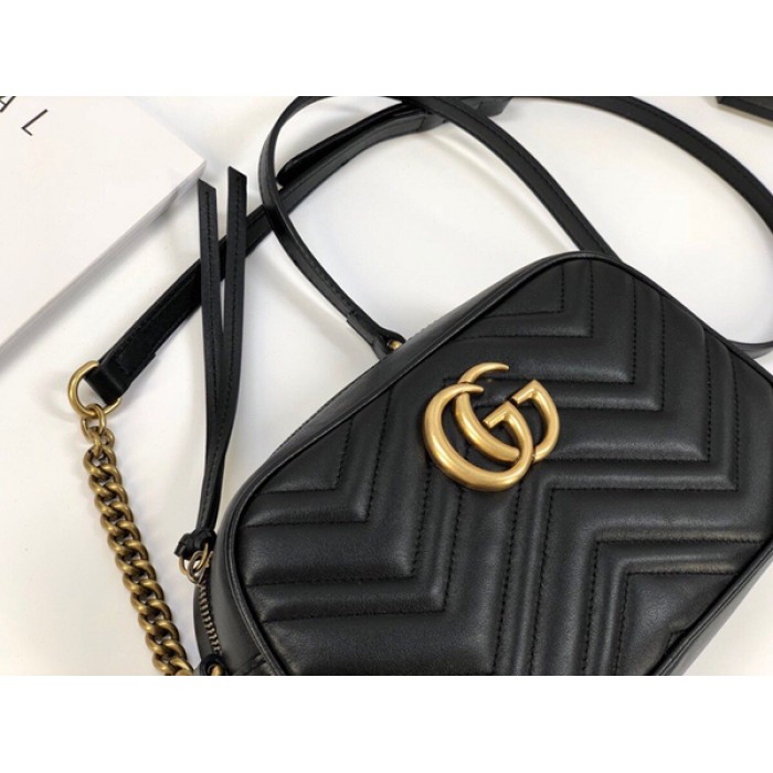 G*u*i gg marmont small matelasse shoulder bag black 447632