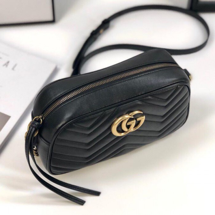G*u*i gg marmont small matelasse shoulder bag black 447632