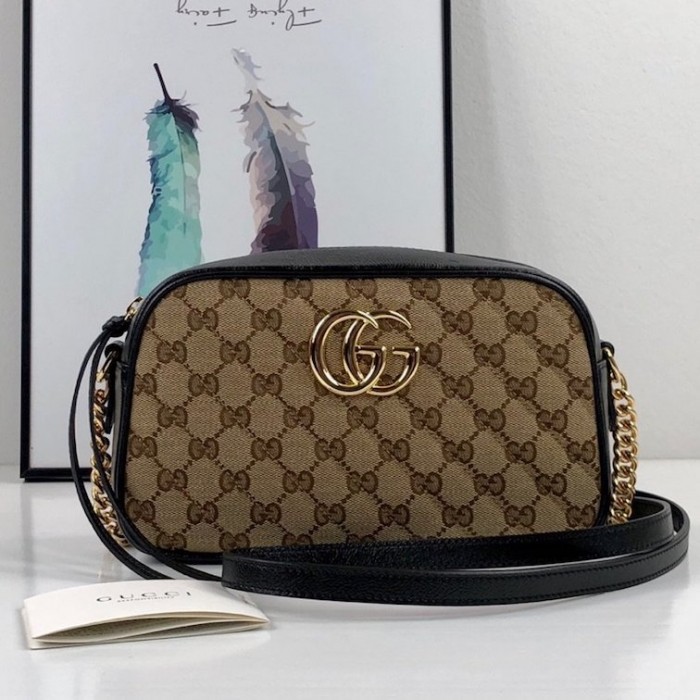 G*u*i gg marmont small shoulder bag with original gg canvas black