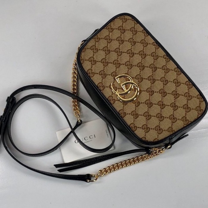 G*u*i gg marmont small shoulder bag with original gg canvas black