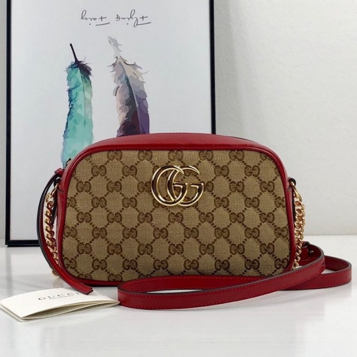 G*u*i gg marmont small shoulder bag with original gg canvas red