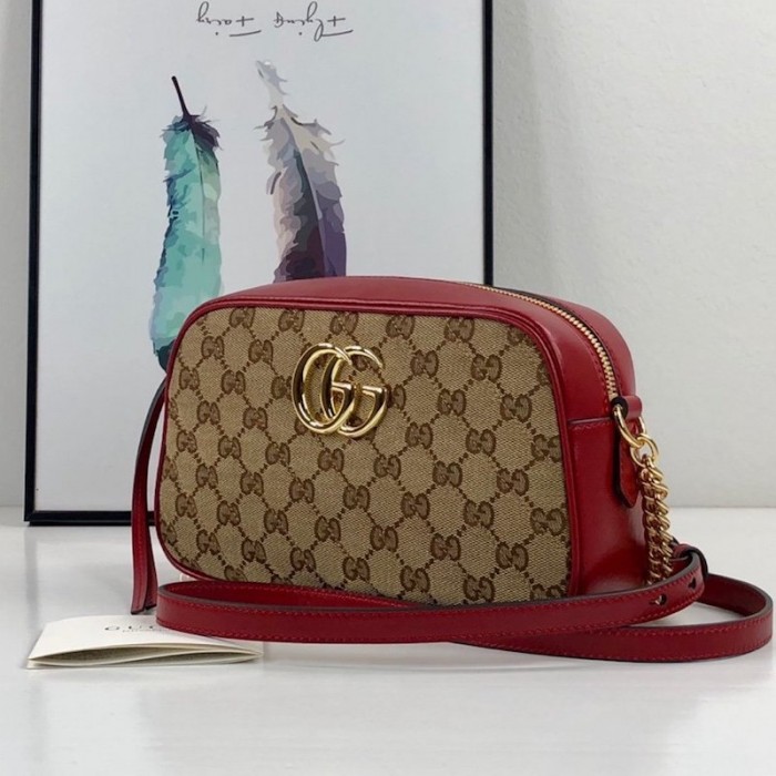 G*u*i gg marmont small shoulder bag with original gg canvas red