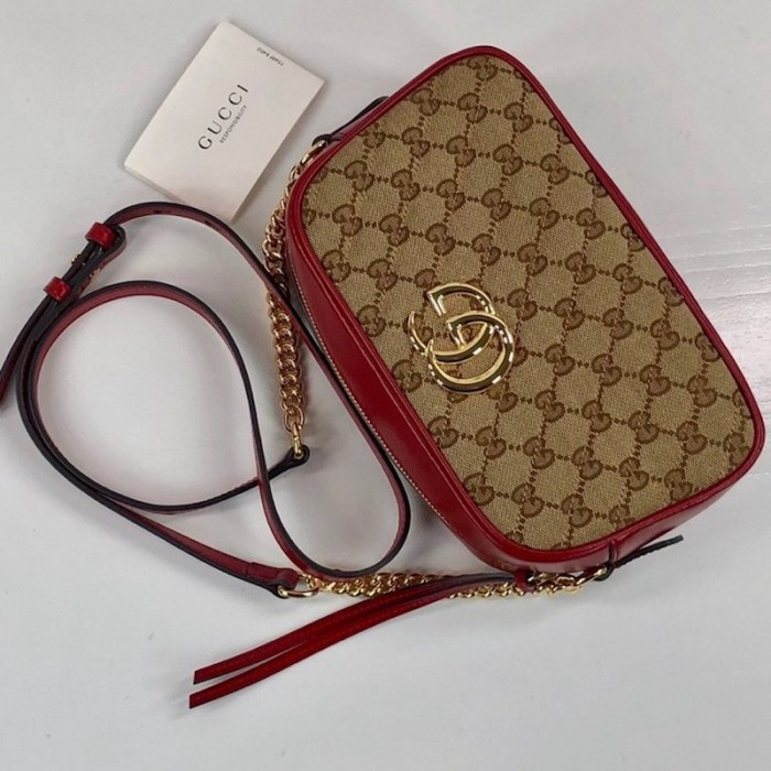 G*u*i gg marmont small shoulder bag with original gg canvas red