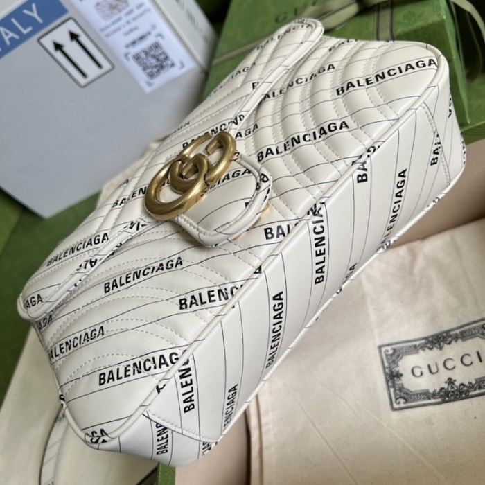 g*u*i x Ba*len*cia*ga the hacker project small gg marmont bag white