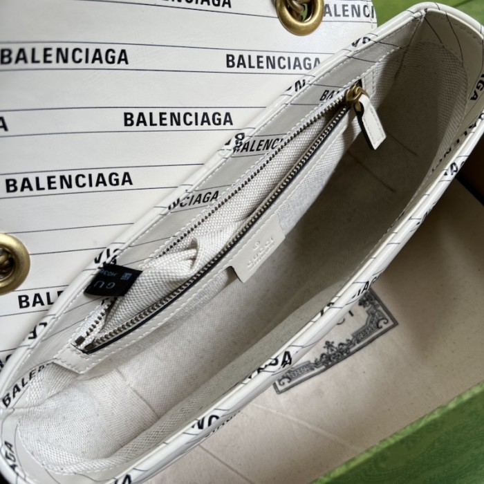 g*u*i x Ba*len*cia*ga the hacker project small gg marmont bag white