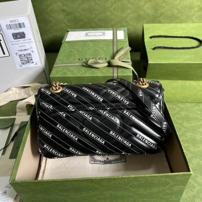 g*u*i x Ba*len*cia*ga the hacker project small gg marmont bag black