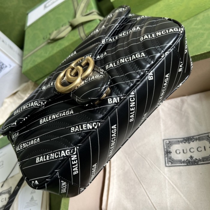g*u*i x Ba*len*cia*ga the hacker project small gg marmont bag black