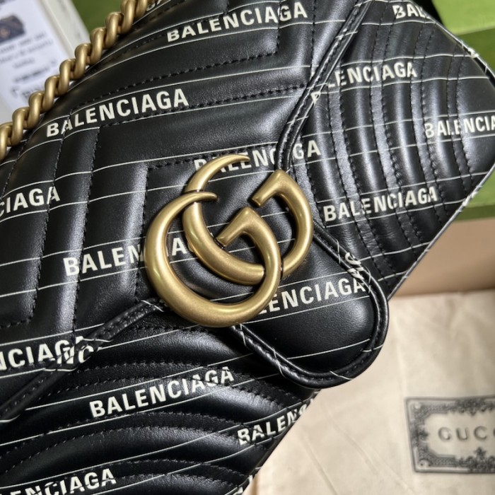 g*u*i x Ba*len*cia*ga the hacker project small gg marmont bag black