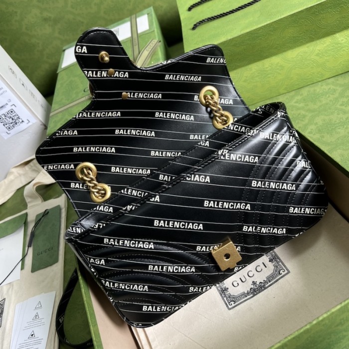 g*u*i x Ba*len*cia*ga the hacker project small gg marmont bag black